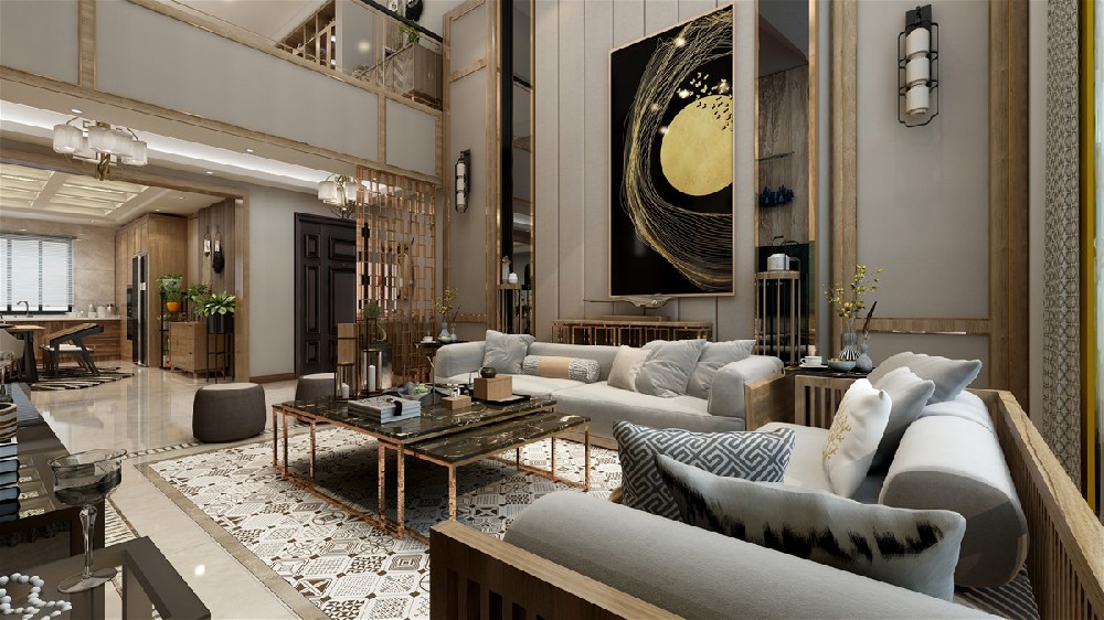 沈阳金地檀郡-新中式装修风格-300㎡