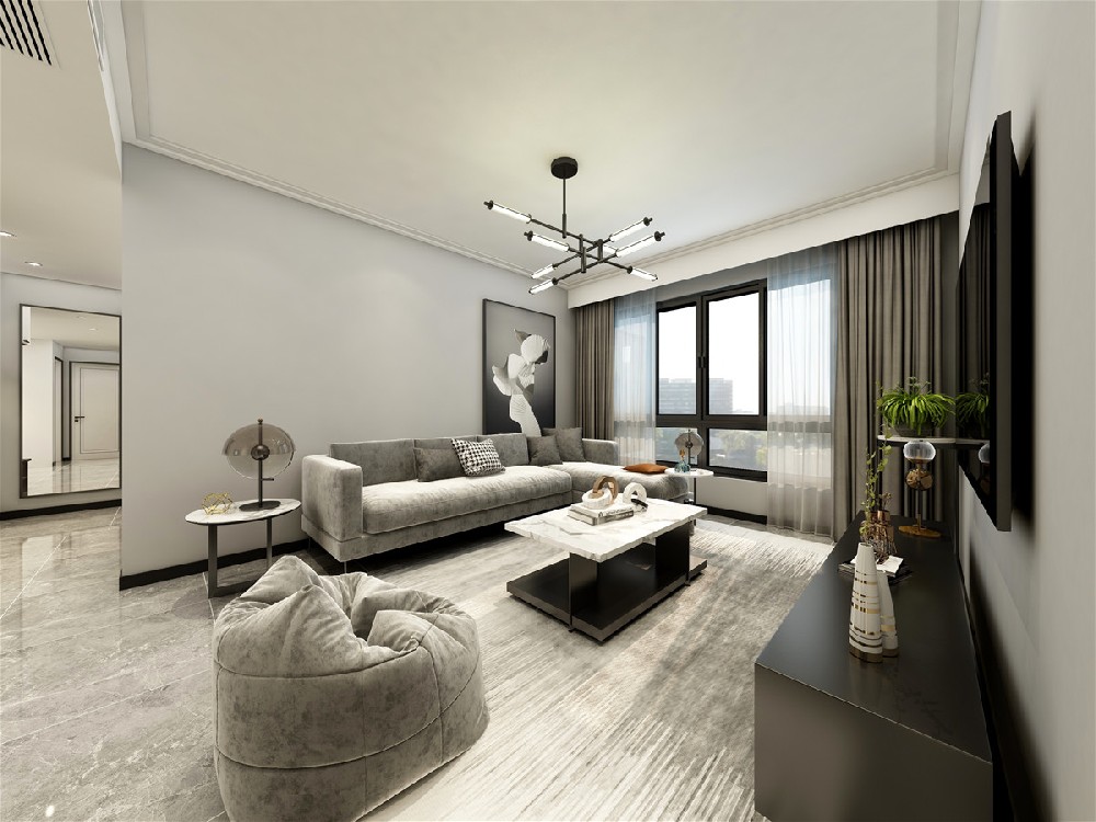 黑白灰装修风格-效果图案例-6