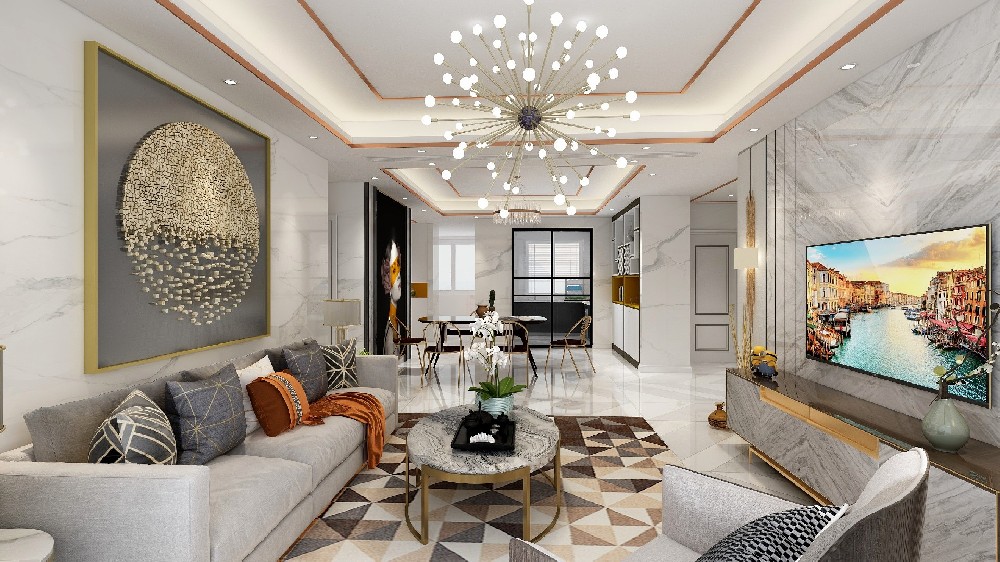 沈阳保利观塘-现代简约装修风格-135m²