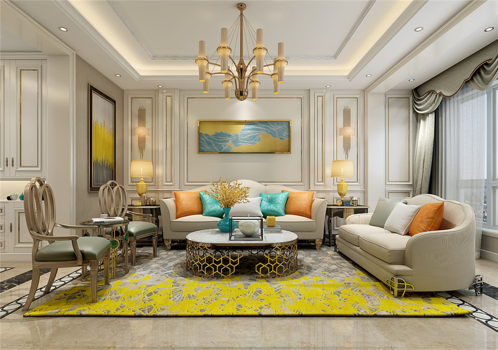 沈阳金品-轻奢美式装修风格-120m²