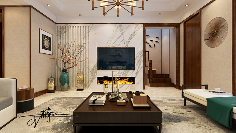 沈阳龙湖香缇漫步-中式装修风格-350m²